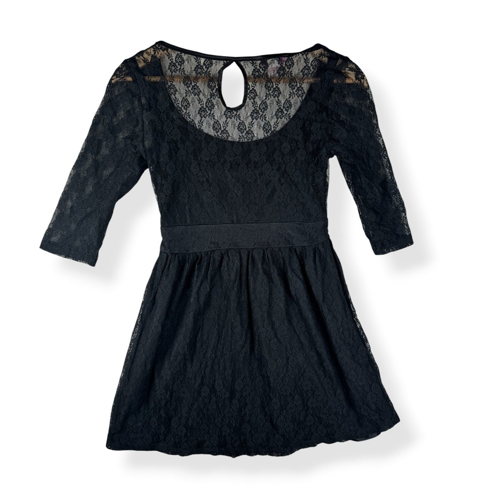 Wet Seal Y2K Babydoll Top Size Small Whimsigoth Fairy Grunge Black Lace Coquette